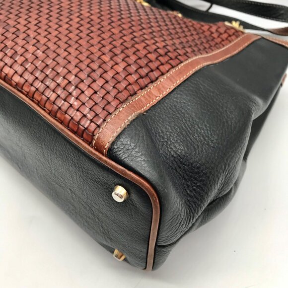 Bally Black And Brown Leather Vintage Woven Tote Bag - Picture 6 of 11